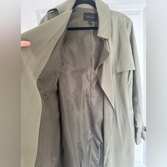 Banana Republic Olive Green Trench Coat Size Small - Picture 2 of 15